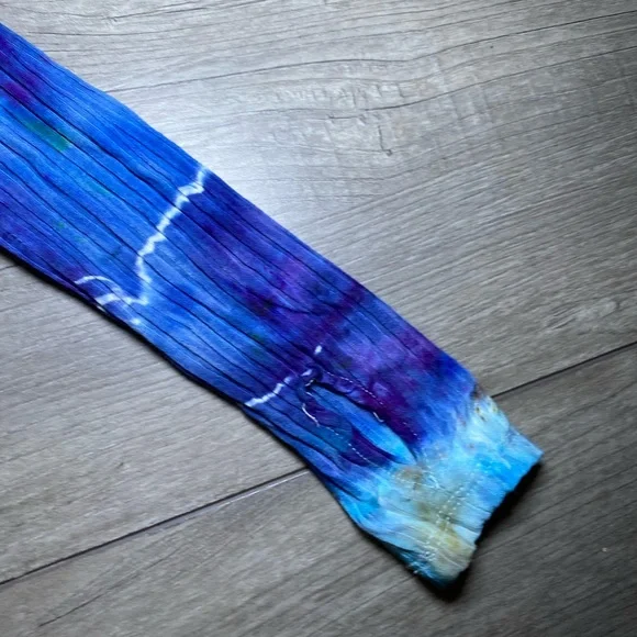 EUC Handmade OOAK Custom Hand Dyed Long Sleeve Square Neck Ruched Mini Dress - Picture 3 of 11